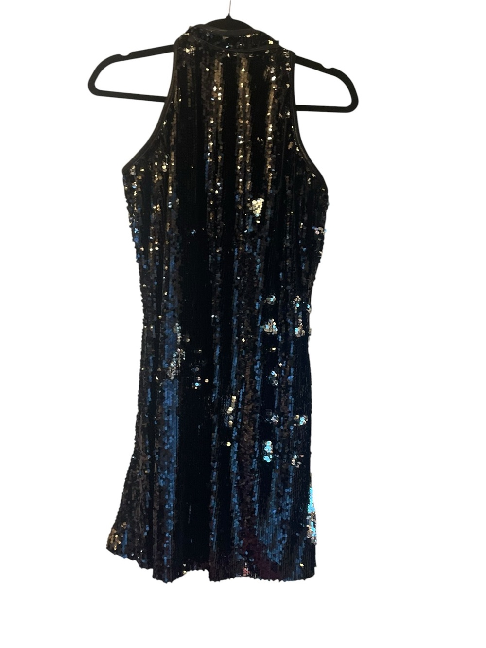 Weissman Black Sequin Halter Mini Costume Dress With Slit sz XXLA